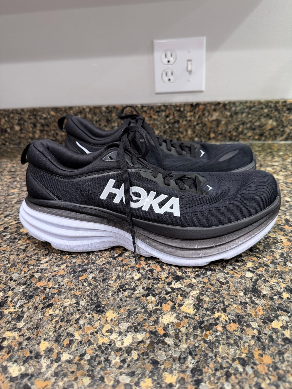 Hoka Black and White Road-Running Trainers ladies 10.5